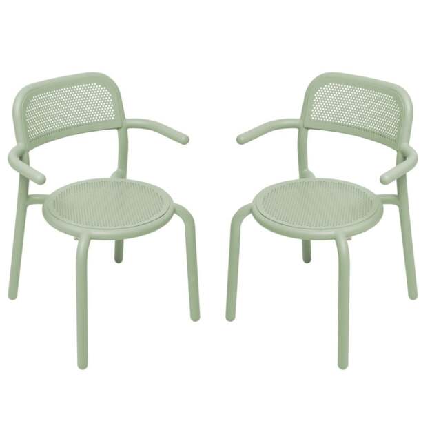 Fatboy Set of 2 Toni Stackable Garden Armchairs - Mist Green Colour: Mist Green - image 1
