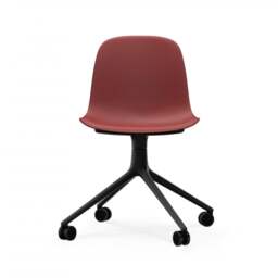Normann Copenhagen Form Chair Swivel - 4 Wheel - Red - Black Legs Shell Colour: Red, Leg Colour: Black - thumbnail 2
