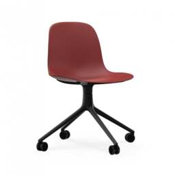 Normann Copenhagen Form Chair Swivel - 4 Wheel - Red - Black Legs Shell Colour: Red, Leg Colour: Black