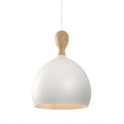 Halo Design Dueodde Metal/Wood Pendant Lamp - O 24cm - White Size: O 24cm, Colour: White