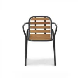 Normann Copenhagen Vig Outdoor Armchair - Robina Wood/Black Steel - thumbnail 2