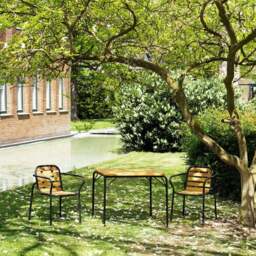 Normann Copenhagen Vig Outdoor Armchair - Robina Wood/Black Steel - thumbnail 3