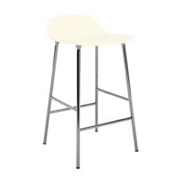 Normann Copenhagen Form Barstool - 65cm - Cream - Chrome Legs Shell Colour: Cream, Leg Colour: Chrome