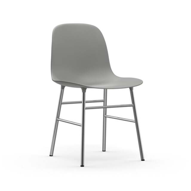 Normann Copenhagen Form Chair - Grey - Chrome Legs Shell Colour: Grey, Leg Colour: Chrome - image 1