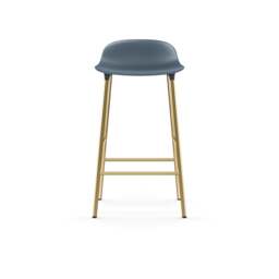 Normann Copenhagen Form Barstool - 65cm - Blue - Brass Legs Shell Colour: Blue, Leg Colour: Brass - thumbnail 2