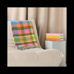 Tweedmill Textiles Pure New Wool Rainbow Check Throw - Blanket Stitch Ends - thumbnail 2