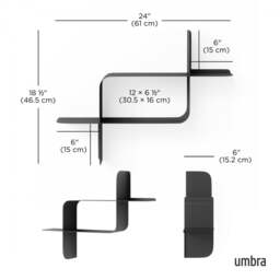 Umbra Montage Metal Wall Shelf - Set of 2 - Black - thumbnail 6