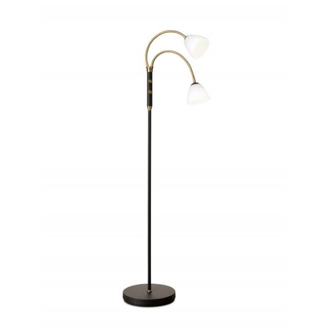 Halo Design Lucid LED Floor Lamp - 2-Arm - Black/Opal/Antique Brass Size: 2-Arm - image 1