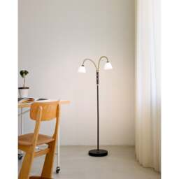 Halo Design Lucid LED Floor Lamp - 2-Arm - Black/Opal/Antique Brass Size: 2-Arm - thumbnail 2
