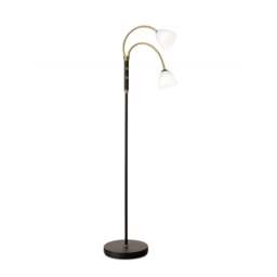 Halo Design Lucid LED Floor Lamp - 2-Arm - Black/Opal/Antique Brass Size: 2-Arm - thumbnail 1