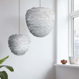 Umage Eos Evia Feather Pendant Shade - Light Grey - Medium - 40cm with Black Cord Set With or Without Cord Set: With Black Cord Set - thumbnail 3
