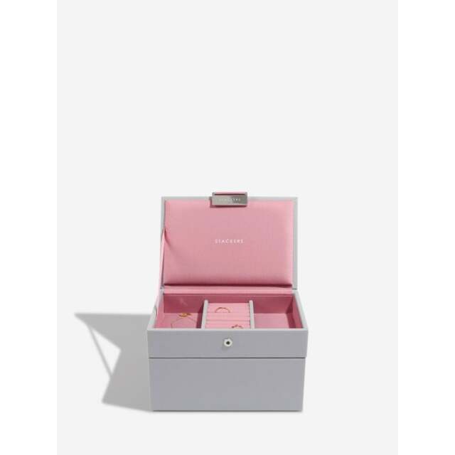 Stackers Faux Leather Mini Jewellery Box - Set of 2 Colour: Grey and Rose - image 1