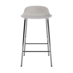 Normann Copenhagen Form Barstool - 65cm - Warm Grey - Chrome Legs Shell Colour: Warm Grey, Leg Colour: Chrome - thumbnail 2