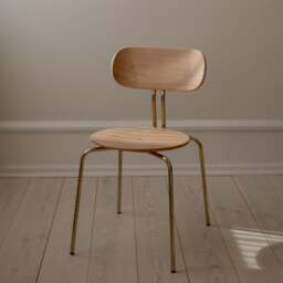 Umage Curious Dining Chair - Oak - Brass Legs - Caramel Cushion Leg Colour: Brass Legs, Colour: Caramel - thumbnail 3