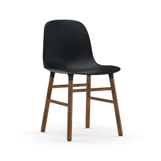 Normann Copenhagen Form Chair - Black - Walnut Legs Shell Colour: Black, Leg Colour: Walnut - image 1