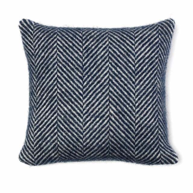 Tweedmill Textiles Pure New Wool Cushion - Fishbone - Navy - 50cm x 50cm