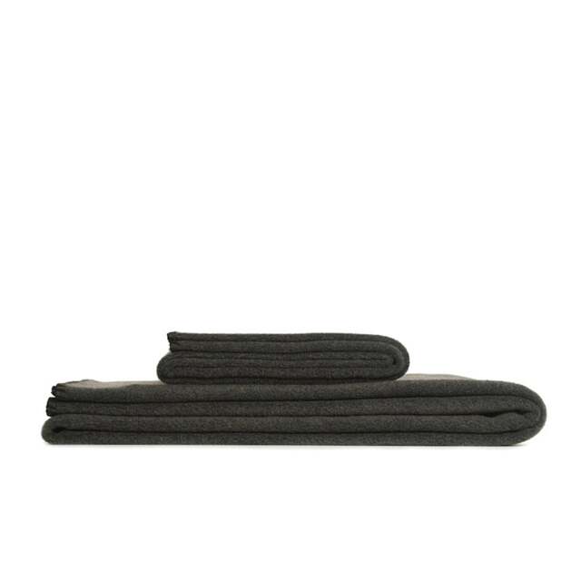 Tweedmill Textiles Plain Fleece Throw with Blanket Stitch - Charcoal - Large Colour: Charcoal, Size: Large 145x200cm