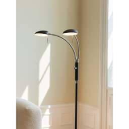 Halo Design Vegas Floor Lamp - H 140cm - 2 Arm - Black/Chrome Colour: Black / Chrome - thumbnail 3