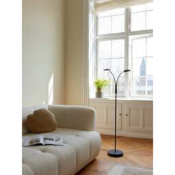 Halo Design Vegas Floor Lamp - H 140cm - 2 Arm - Black/Chrome Colour: Black / Chrome - thumbnail 2