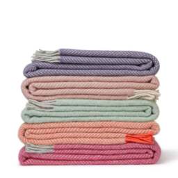 Tweedmill Textiles Pure New Wool Herringbone Throw - Pink & Silver - thumbnail 2
