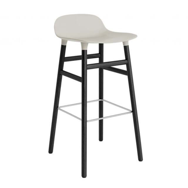 Normann Copenhagen Form Barstool - Wood - 75cm - Light Grey - Black Oak Legs Shell Colour: Light Grey, Leg Colour: Black Oak - image 1