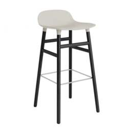 Normann Copenhagen Form Barstool - Wood - 75cm - Light Grey - Black Oak Legs Shell Colour: Light Grey, Leg Colour: Black Oak - thumbnail 1