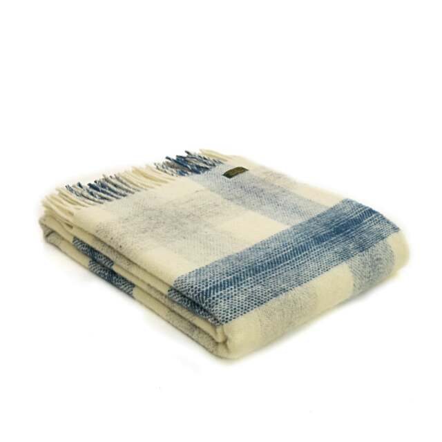 Tweedmill Textiles Pure New Wool Meadow Check Throw - Ink