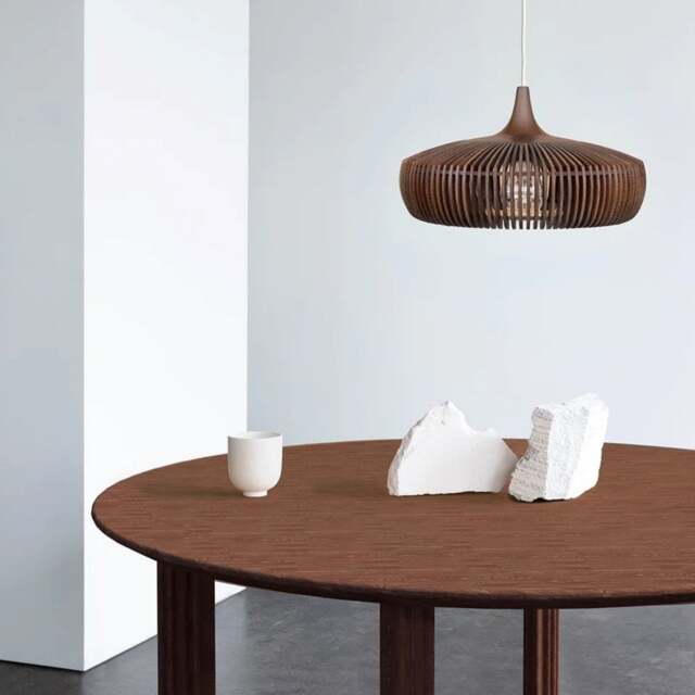 Umage Clava Dine Wood Pendant Light - Dark Oak with White Rosette Cord Set With or Without Cord Set: With White Rosette Cord Set - image 1