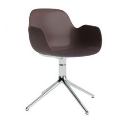 Normann Copenhagen Form Armchair Swivel - 4 Leg - Brown - Aluminium Legs Shell Colour: Brown, Leg Colour: Aluminium