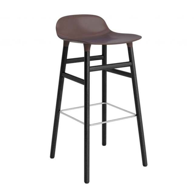 Normann Copenhagen Form Barstool - Wood - 75cm - Brown - Black Oak Legs Shell Colour: Brown, Leg Colour: Black Oak - image 1