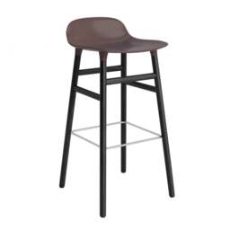 Normann Copenhagen Form Barstool - Wood - 75cm - Brown - Black Oak Legs Shell Colour: Brown, Leg Colour: Black Oak