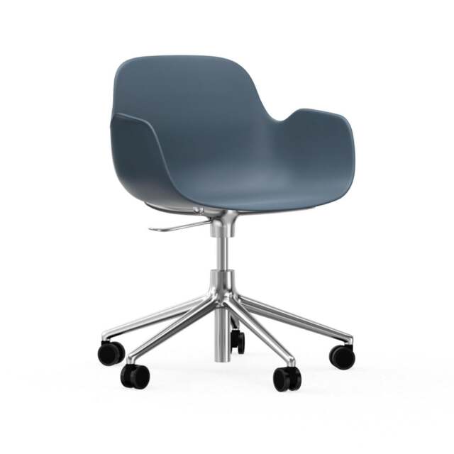 Normann Copenhagen Form Armchair Swivel - 5 Wheel - Gas Lift - Blue - Aluminium Legs Shell Colour: Blue, Leg Colour: Aluminium - image 1