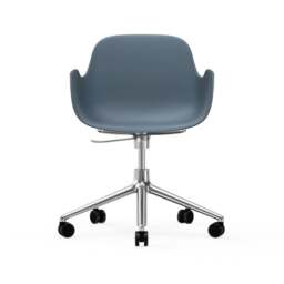 Normann Copenhagen Form Armchair Swivel - 5 Wheel - Gas Lift - Blue - Aluminium Legs Shell Colour: Blue, Leg Colour: Aluminium - thumbnail 2