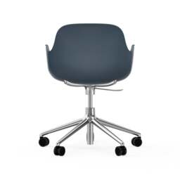 Normann Copenhagen Form Armchair Swivel - 5 Wheel - Gas Lift - Blue - Aluminium Legs Shell Colour: Blue, Leg Colour: Aluminium - thumbnail 4