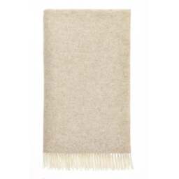 Bronte By Moon British Lambswool Herringbone Throw - Natural Beige