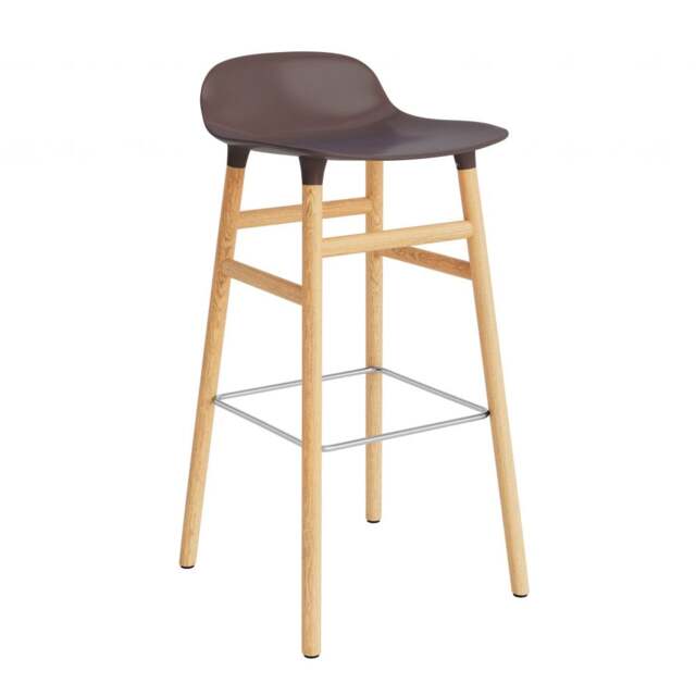 Normann Copenhagen Form Barstool - Wood - 75cm - Brown - Oak Legs Shell Colour: Brown, Leg Colour: Oak - image 1