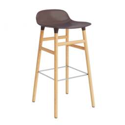 Normann Copenhagen Form Barstool - Wood - 75cm - Brown - Oak Legs Shell Colour: Brown, Leg Colour: Oak - thumbnail 1