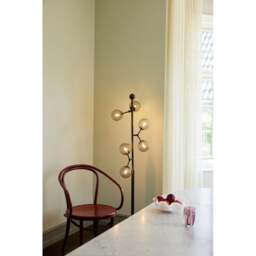 Halo Design Atom 6 Light Floor Lamp - H160cm - O37cm - Black / Smoke Glass Colour: Black / Smoke Glass - thumbnail 3