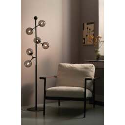 Halo Design Atom 6 Light Floor Lamp - H160cm - O37cm - Black / Smoke Glass Colour: Black / Smoke Glass - thumbnail 2