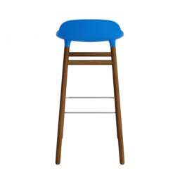 Normann Copenhagen Form Barstool - Wood - 75cm - Bright Blue - Walnut Legs Shell Colour: Bright Blue, Leg Colour: Walnut - thumbnail 4