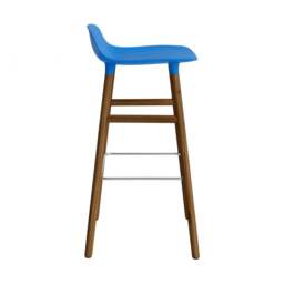 Normann Copenhagen Form Barstool - Wood - 75cm - Bright Blue - Walnut Legs Shell Colour: Bright Blue, Leg Colour: Walnut - thumbnail 3