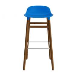 Normann Copenhagen Form Barstool - Wood - 75cm - Bright Blue - Walnut Legs Shell Colour: Bright Blue, Leg Colour: Walnut - thumbnail 2