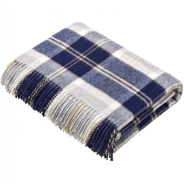 Bronte By Moon Bannockbane Tartan Merino Wool Throw - Silver