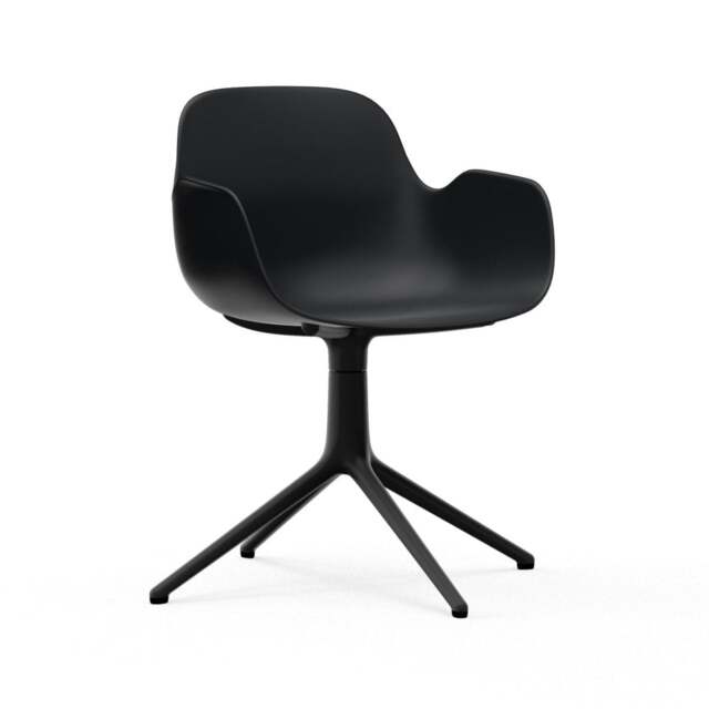 Normann Copenhagen Form Armchair Swivel - 4 Leg - Black - Black Legs Shell Colour: Black, Leg Colour: Black - image 1