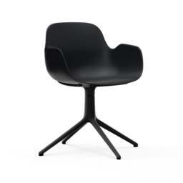 Normann Copenhagen Form Armchair Swivel - 4 Leg - Black - Black Legs Shell Colour: Black, Leg Colour: Black