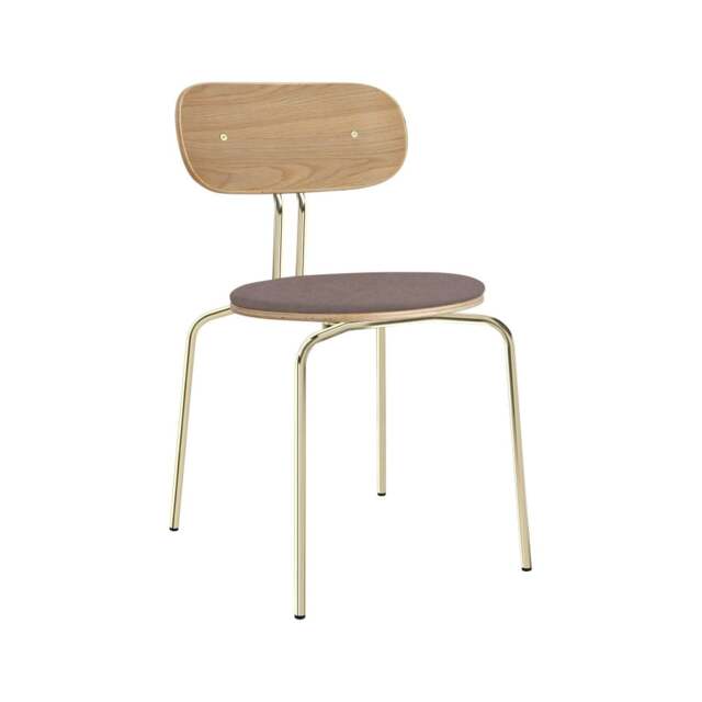 Umage Curious Dining Chair - Oak - Brass Legs - Monrose Cushion Leg Colour: Brass Legs, Colour: Monrose - image 1
