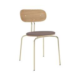 Umage Curious Dining Chair - Oak - Brass Legs - Monrose Cushion Leg Colour: Brass Legs, Colour: Monrose - thumbnail 1
