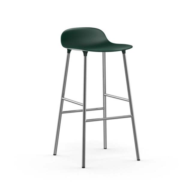 Normann Copenhagen Form Barstool - 75cm - Green - Chrome Legs Shell Colour: Green, Leg Colour: Chrome - image 1