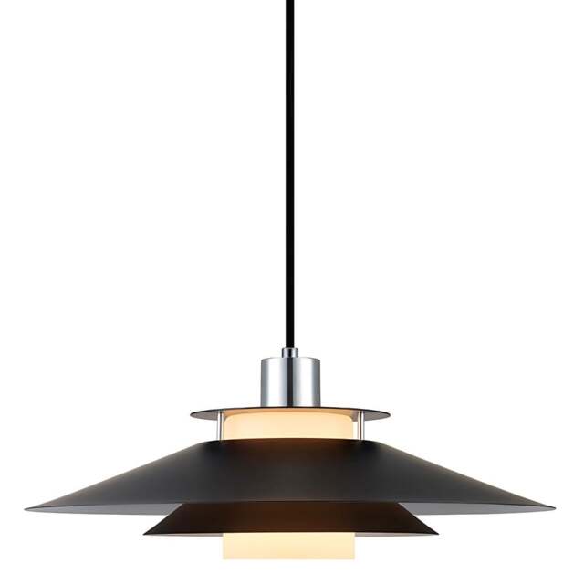 Halo Design Rivoli Pendant Light - O40 - Black/Chrome Colour: Black / Chrome