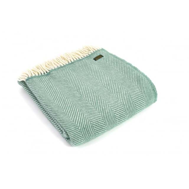 Tweedmill Textiles Pure New Wool Fishbone Throw - Sea Green